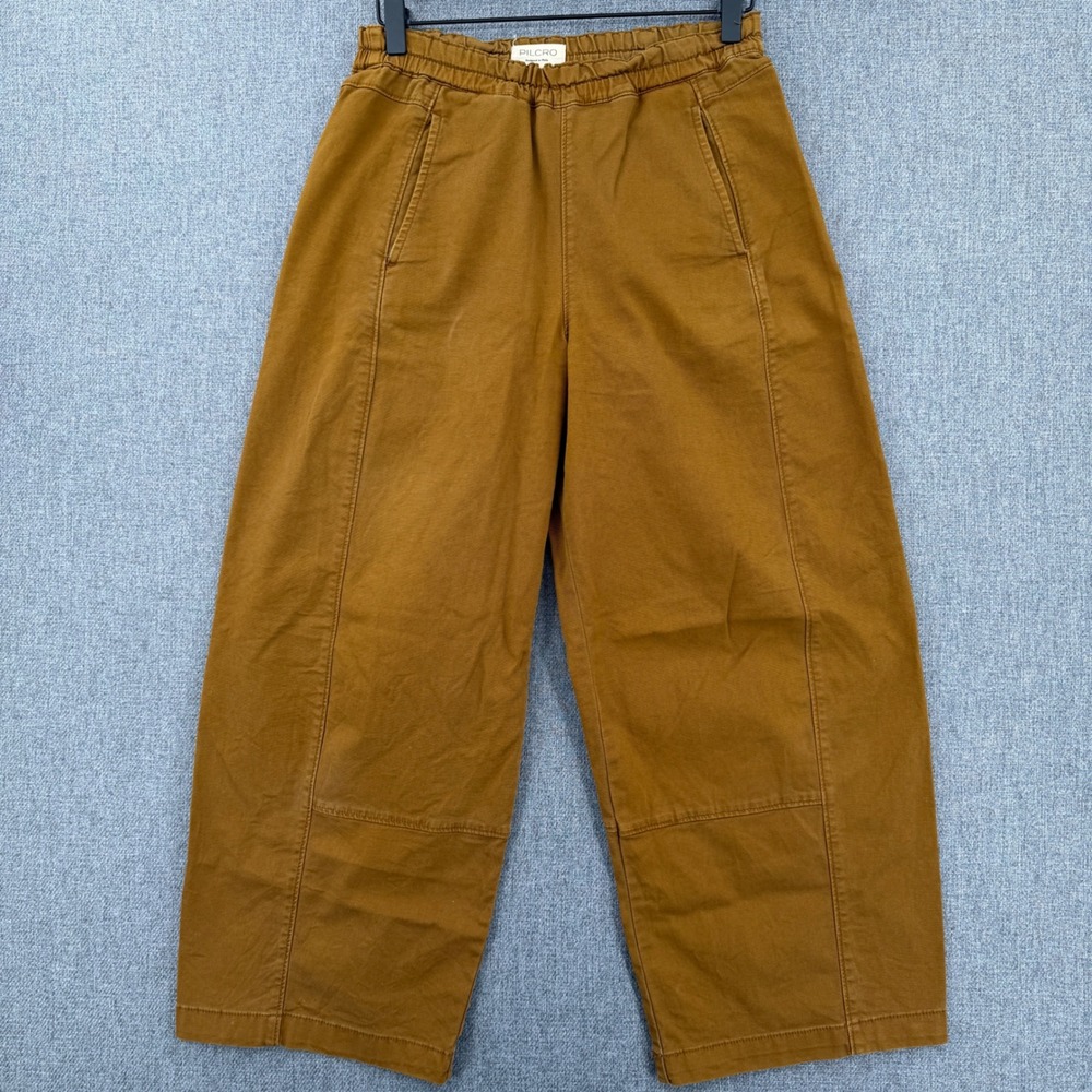 PILCRO Anthropologie XXS Brown Utility Wide Leg Pull On Pants Barrel Workwear